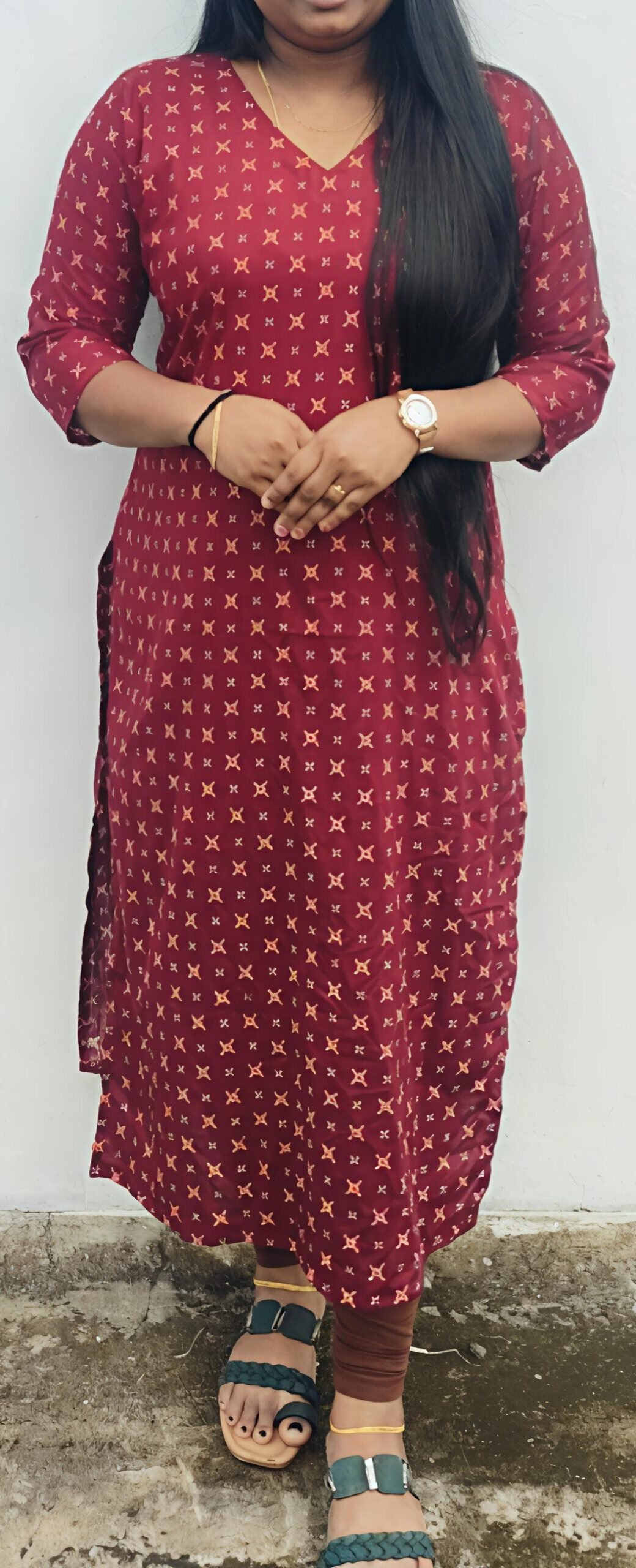 WhatsApp Image 2025-08-05 at 5.53.31 PM(3) Slitted Top Maroon - Image 1