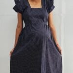 Home Wear With Double Sleeve-Navy Blue