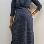 Slitted Top Plus Bottom Navy Blue